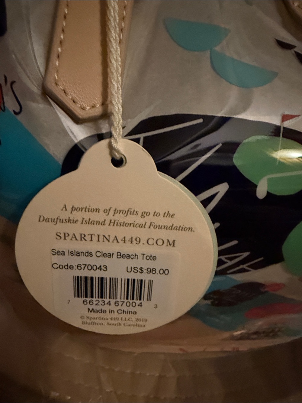 Spartina 449 Sea Islands Clear Beach Tote - Picture 2 of 4